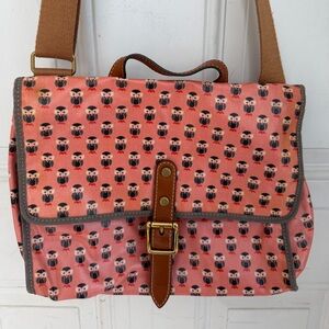 Owl Print Pink Shoulder Bag by Fossil